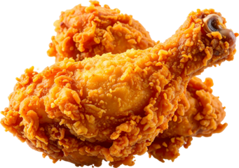 3D fried chicken icon isolated on transparent background. PNG