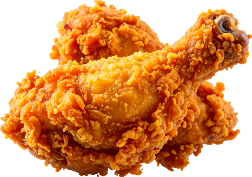 3D fried chicken icon isolated on transparent background. PNG