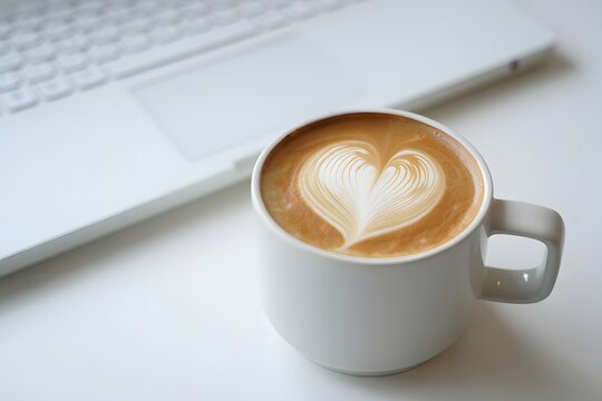 A cup of coffee featuring a heart shape created in the foam on top.