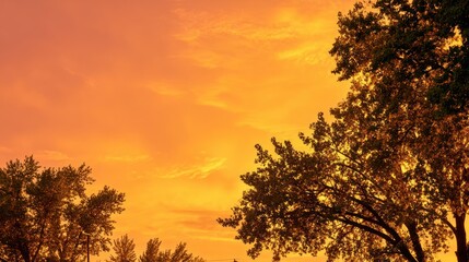 Sunset through trees