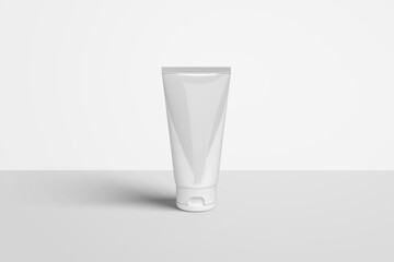 White and blank  unbranded cosmetic cream tube. 3D rendering.