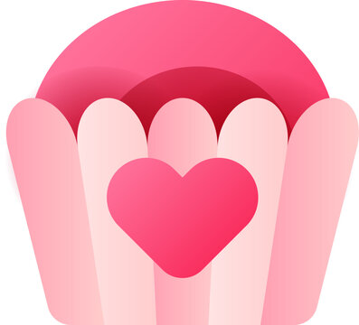 Sweet pink cupcake with a love heart. A cute vector graphic asset perfect for Valentine's Day, bakeries, or sweet celebrations.