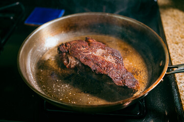 Searing New York Strip Steak with a Smoky Crust