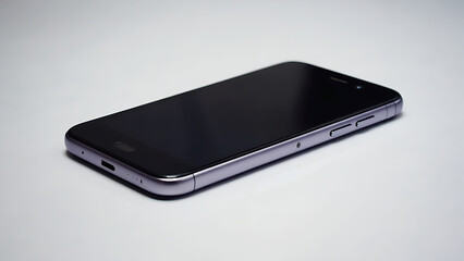 Modern Smartphone Lying Flat on White Table

