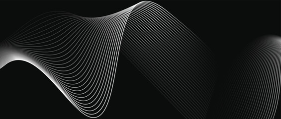 Black and White Abstract Wavy Lines Background Minimal Futuristic Flow Design for Elegant Modern Digital Themes
