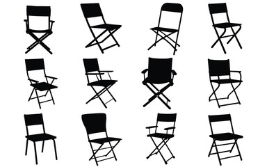Fototapeta premium Folding Chair Silhouette Set – Practical Seating Icons for Events, Decor & Educational Use