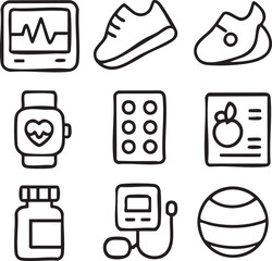 Health and Wellness Icon Set 1.