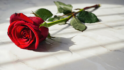  Red Rose on White Surface