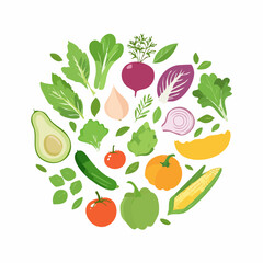 Fresh raw vegetables and fruits