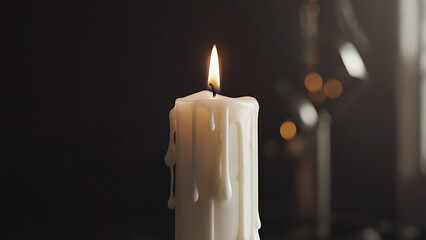 Lit Candle in Darkness