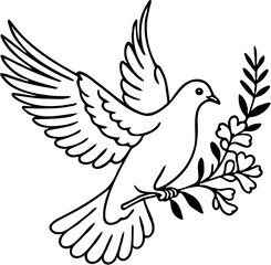 vector illustration of a dove, isolated on white