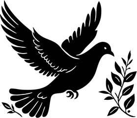 vector illustration of a dove silhouette, isolated on white