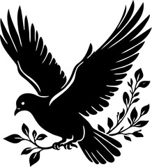 vector illustration of a dove silhouette, isolated on white