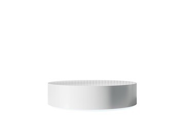 Circular white podium element on white background, clean minimal layout for modern product presentation or branding mockup. 3D Rendering