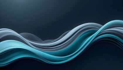 Smooth Swirl Waves Background in Teal, Gray, and Dark Tones