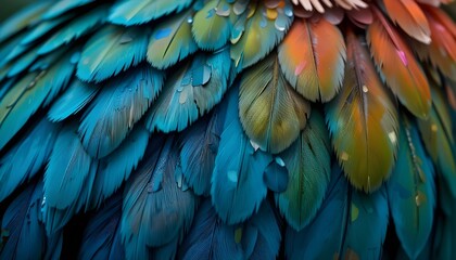  Close-Up Macaw Feathers Texture Background