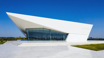 Modern White Building with Futuristic Design