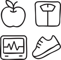 Healthy Lifestyle Icons Apple Scale Heartbeat Sneaker.