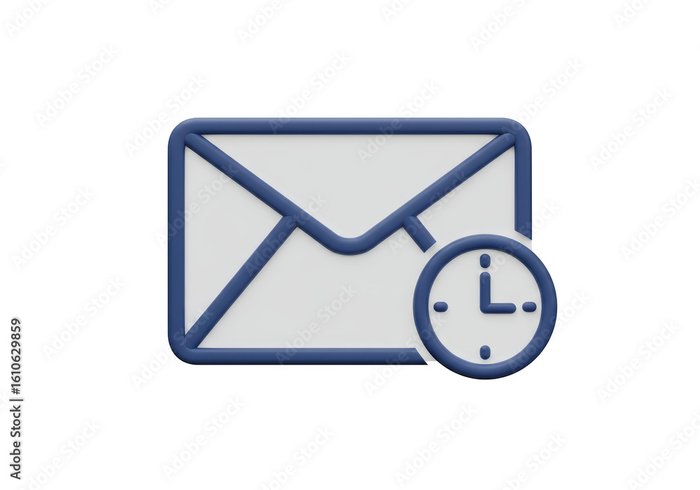 Poster isolated mail envelope with clock for scheduled delivery