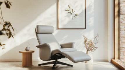 Modern leather recliner in a sunlit room