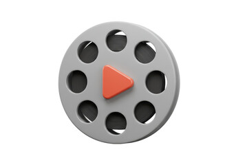 Isolated Film Reel with Play Button for Movie and Video