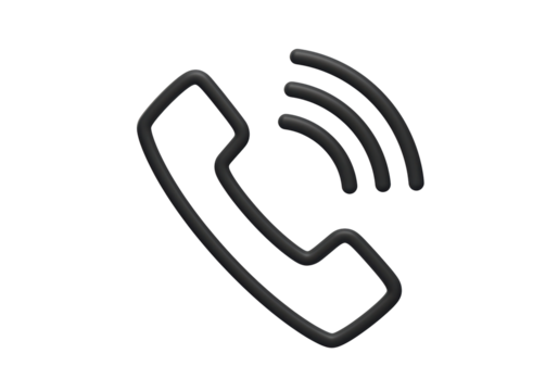 Isolated Black Phone Receiver with Sound Waves