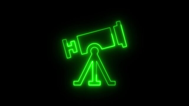 Glowing neon visionary icon isolated on black background. HD Video motion graphic animation.  Glowing neon visionary icon isolated on black background.