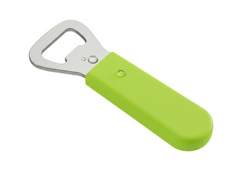 Isolated Green Bottle Opener with Silver Opener