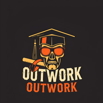 If you can't outplay them, outwork them. Graduation T shirt design, vintage, typography