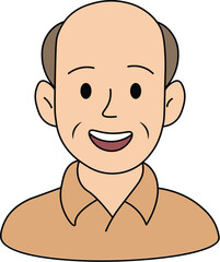 Middle-aged Man Face Flat Vector Illustration