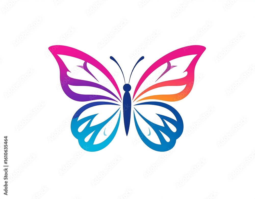 Poster vibrant butterfly icon with gradient wings for design projects and branding solutions