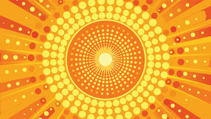 bright yellow background featuring colorful dots and a stylized sun in the center..eps