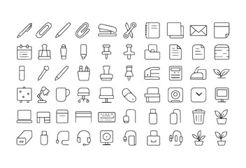 Office Supplies and Stationery Icon Set