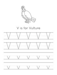 V is for Vulture – Bold Raptor Alphabet Pattern with Repeating Letter V for Wildlife Education, Desert-Themed Decor, and Ecological Learning