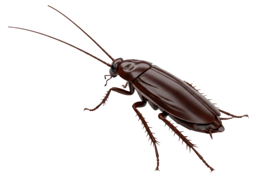 Isolated Brown Cockroach with Long Antennae