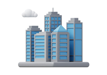 Fototapeta premium Isolated Low Poly Cityscape with Cloud
