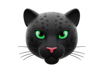 Isolated Black Panther Head with Green Eyes Staring