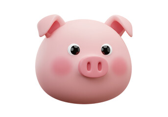 Isolated Pink Pig Face with Smiling Expression