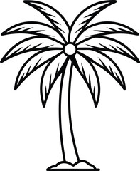 Modern flat palm tree icon with simple shape and minimalist tropical design, Flat palm tree icon, Minimalist palm tree symbol, Simple tropical tree vector

