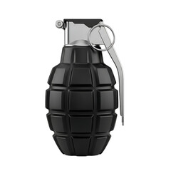 Black fragmentation hand grenade isolated on transparent background