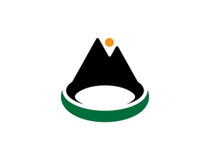 Fototapeta premium Green and Black Abstract Mountain with Sun Logo