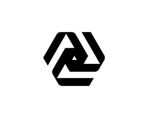 Black Abstract Intertwined Geometric Triangle Logo