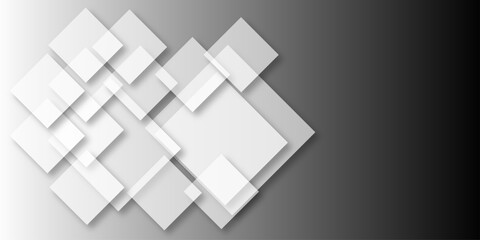 Obraz premium Overlapping Geometric Squares and Rectangles in Shades of Black white Evoking Order and Balance. black gradient background with transparent polygonal shapes and modern design elements. square design.