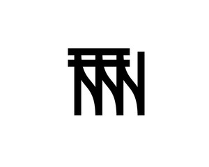 Initial Letter H M N A T F as traditional japanese gate structure bridge Logo