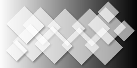 Obraz premium Overlapping Geometric Squares and Rectangles in Shades of Black white Evoking Order and Balance. black gradient background with transparent polygonal shapes and modern design elements. square design.