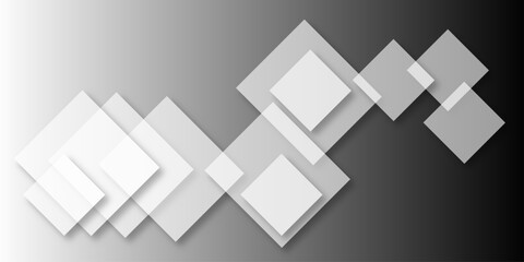 Obraz premium Overlapping Geometric Squares and Rectangles in Shades of Black white Evoking Order and Balance. black gradient background with transparent polygonal shapes and modern design elements. square design.