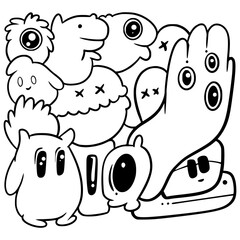 Doodle  Abstract Cartoon Illustration Cute Digital Drawing