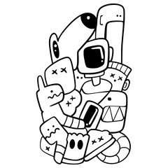 Doodle  Abstract Cartoon Illustration Cute Digital Drawing