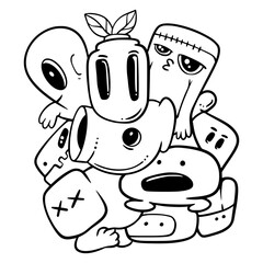 Doodle  Abstract Cartoon Illustration Cute Digital Drawing