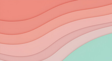 Abstract layered design featuring soft, wavy lines in shades of coral and a touch of teal.